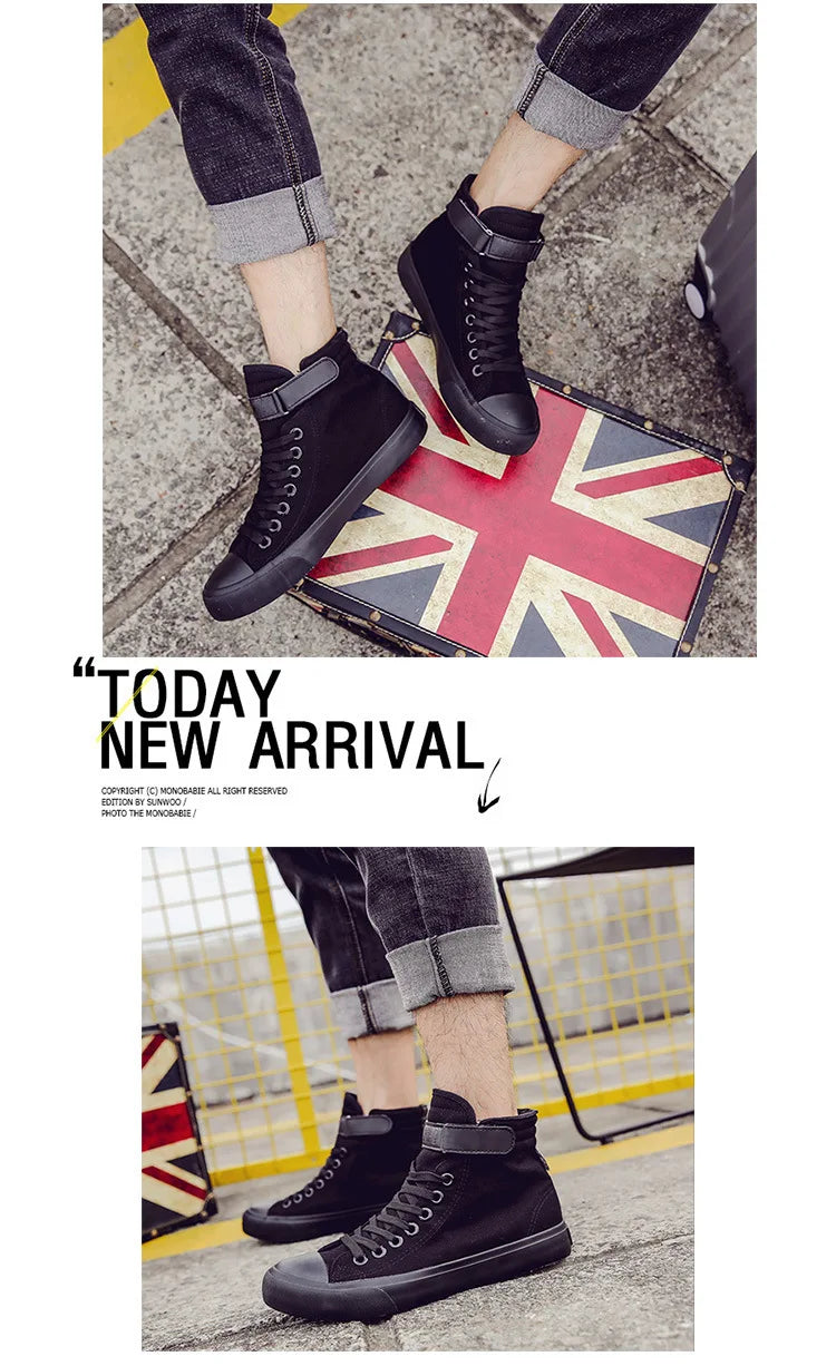 Men High Top Casual Shoes Fashion Breathable Canvas Shoes for Men Comfortable Lace-up Walking Shoes Non-slip Women Sneakers New