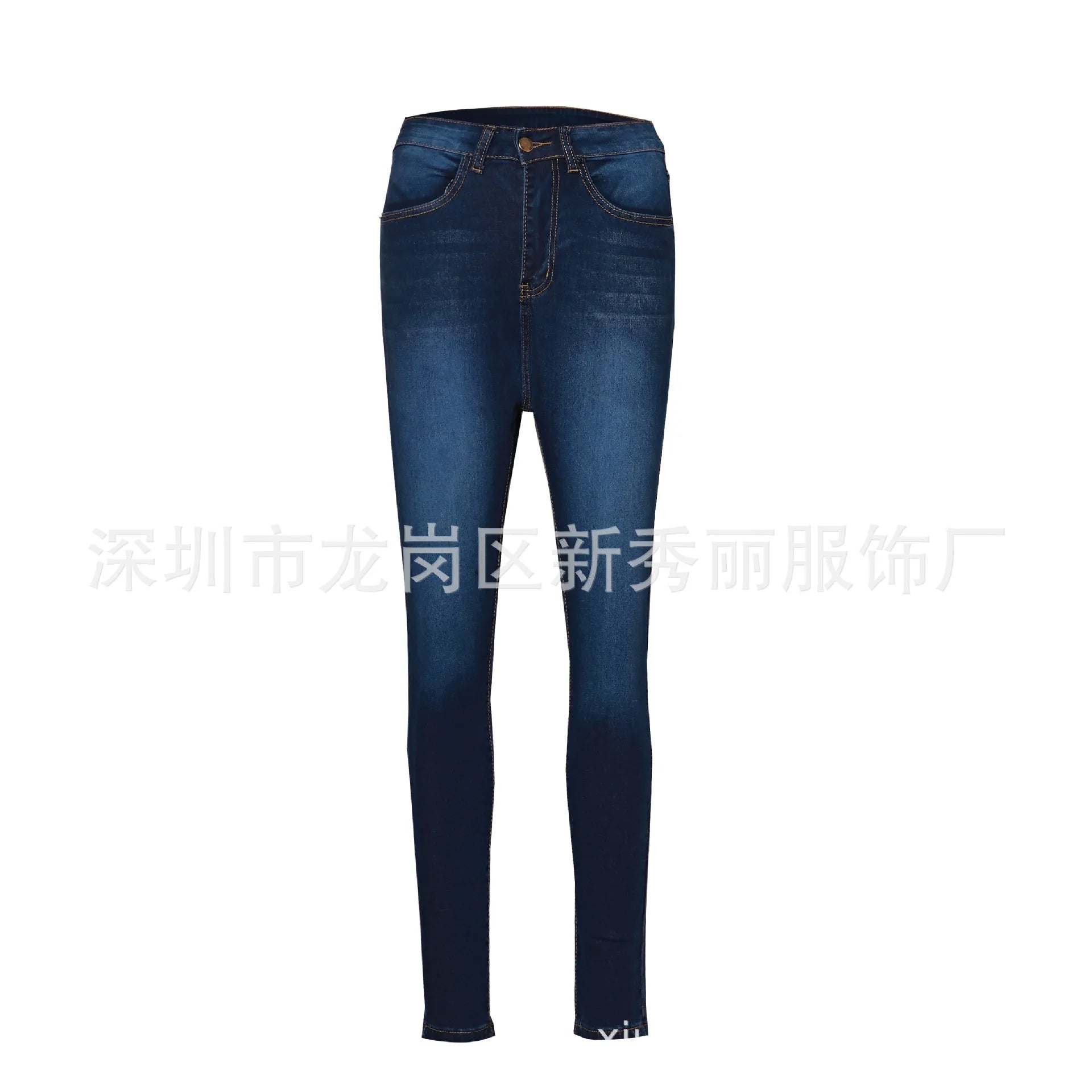 Women High Waist Stretch Hip Lift Denim Skinny Pants Jeans Full Length Sexy Slim Bleachded Solid Color Pants
