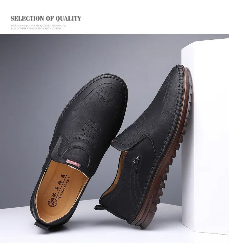 High Quality Men Shoes Handmade Leather Footwear Male Casual Business Flats Outdoor Soft Soled Travel Sneakers Brand Moccasins