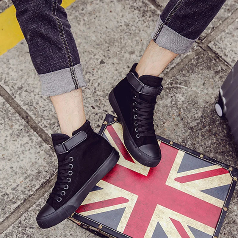 Men High Top Casual Shoes Fashion Breathable Canvas Shoes for Men Comfortable Lace-up Walking Shoes Non-slip Women Sneakers New