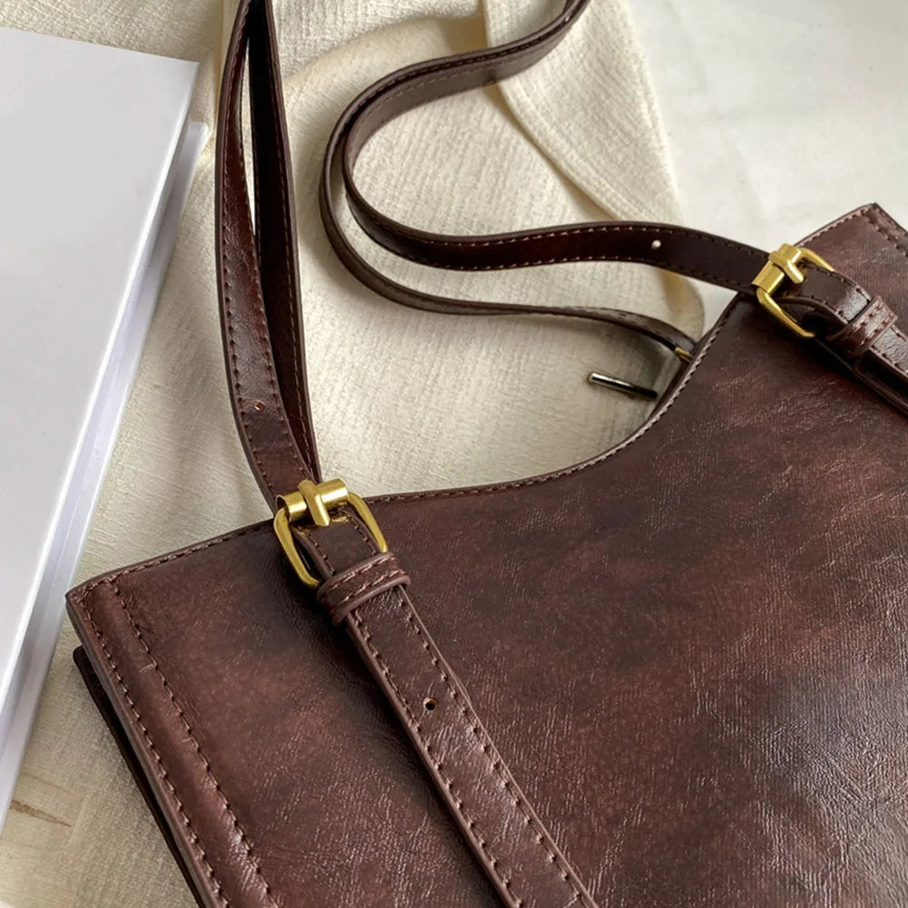 Women Vintage Shoulder Bag PU Leather Slouchy Tote Purse Large Capacity Fashion Shoulder Bag Ladies Travel Handbag