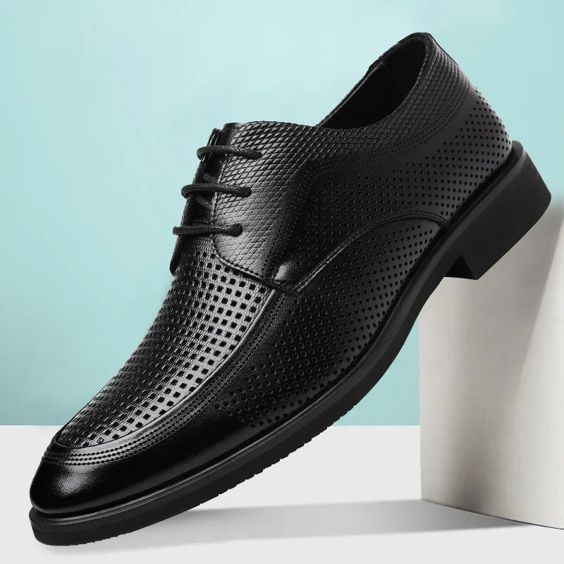 Shoes for Men Summer Breathable Hollow Out Shoe Fashion Business Dress Shoes Luxury Casual Leather Shoes for Men Loafers