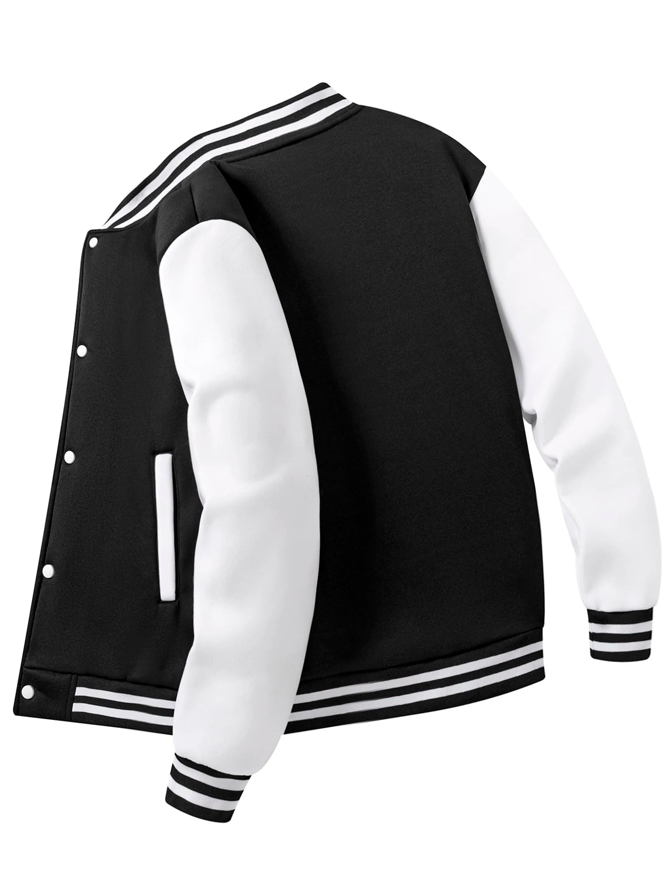 Classic Baseball Coat Men's Black White Splicing Jacket Loose Casual Baseball Hoodies Street Harajuku Warm Fleece Soft Jacket