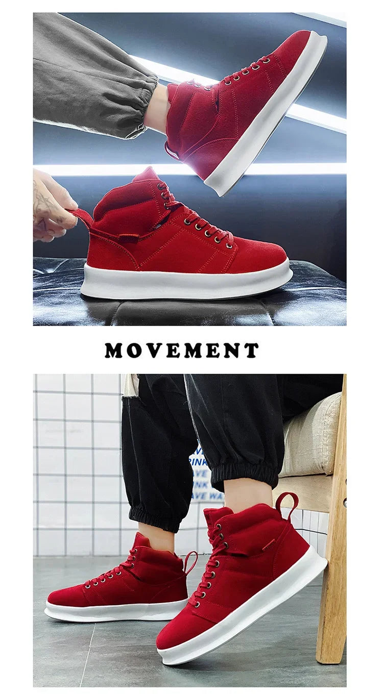 Brand High-Top Men Sneakers Microfiber Sneaker Man Platform Tennis Vulcanized Shoes Colorful Casual Original Men's Shoes 2023