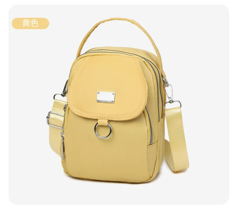 1PC Lady Casual Messenger Bag, Solid Color Multi-function Purse, Multi-layer Lightweight Oxford Handbag, Suitable for Going Out