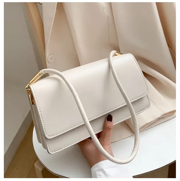Fashionable Women Shoulder Bag PU Leather Armpit Handbag Casual Small Square Purse for Ladies Stylish Solid Color Crossbody Bag