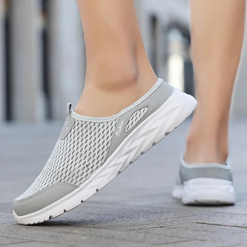 Men Half Slippers Summer Shoes Mens Sandals Breathable Mesh Outdoor Casual Walking Man Shoe Large Flat Lightweight Male Slippers