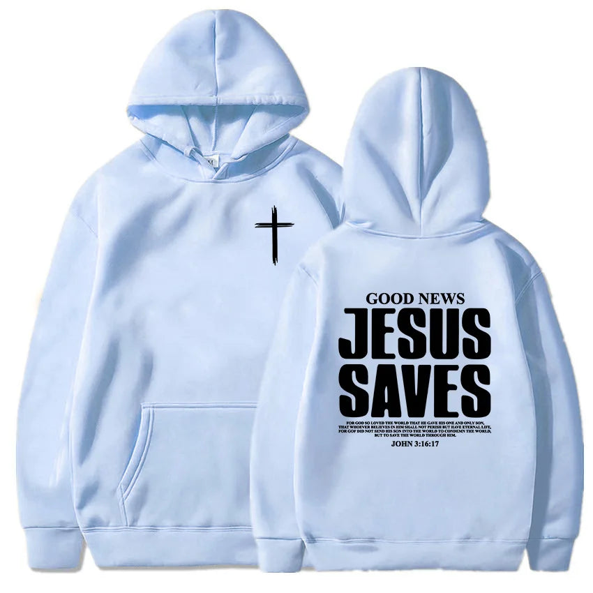 Jesus Saves John 3:16:17 Hoodies Christian Bible Verse Sweatshirts Men Women Clothes Winter Comfortable Pocket Pullovers Graphic