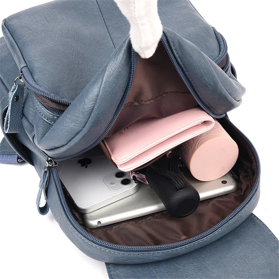 Ladies Bookbag Rucksack Women Large Capacity Backpack Purses High Quality PU Leather Female Vintage School Bags Travel Bagpack