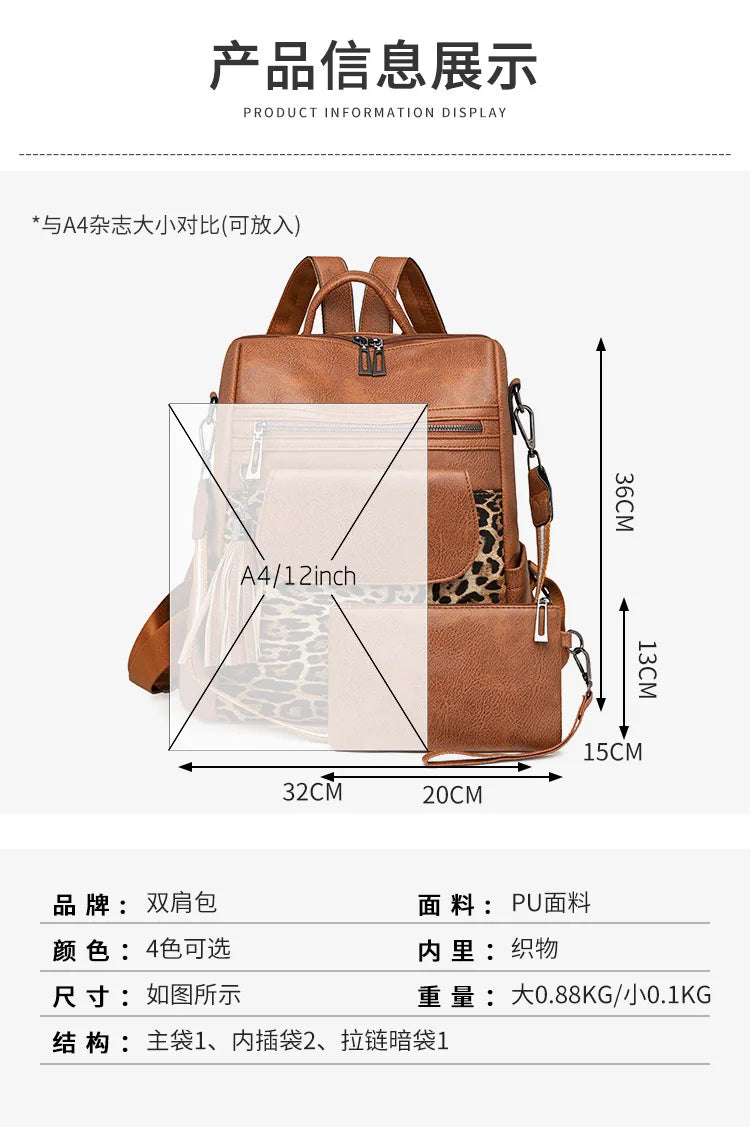 Fashion Women Purse and Handbag Large Womens Backpack PU Leather Travel Backpack Designer Ladies Shoulder Bags School Backpack