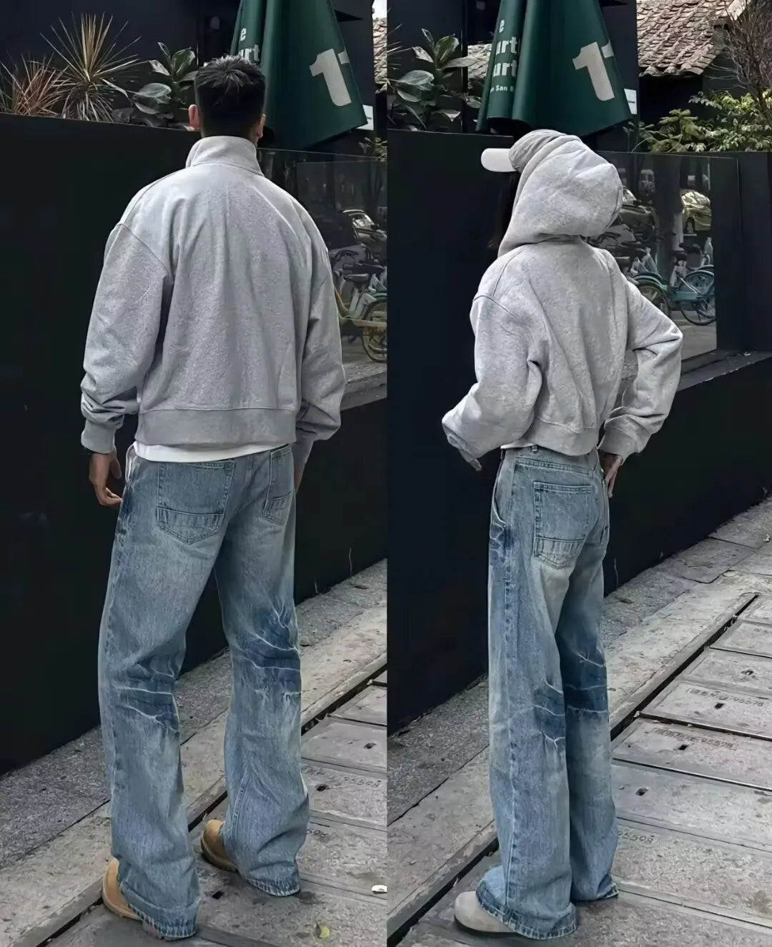 American Vibe style retro washed summer new jeans for men and women Instagram fashion brand high street loose straight leg pants