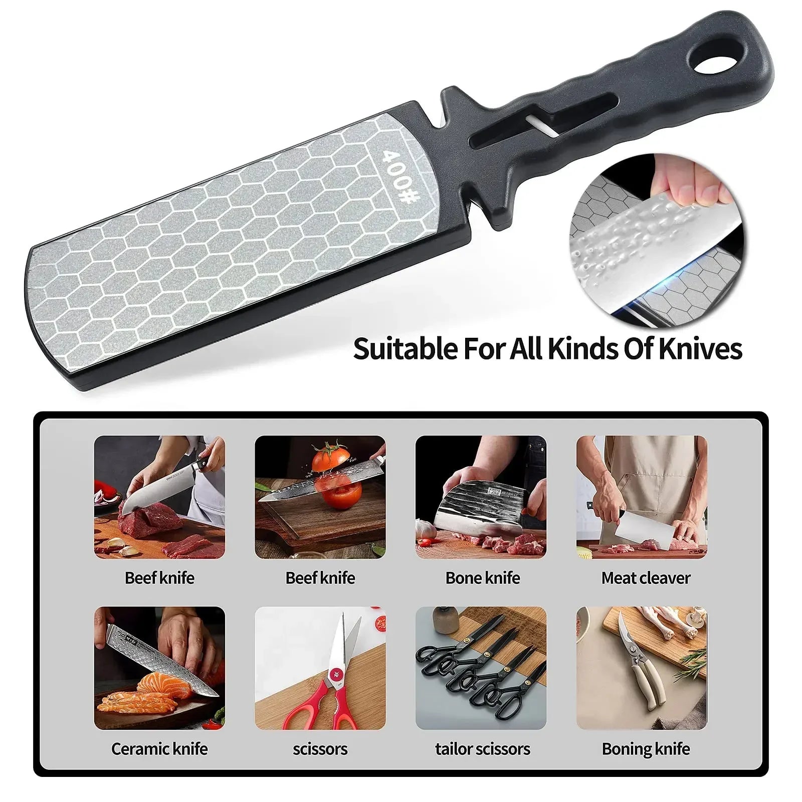 5 in1 Knife Sharpener Diamond Bars 400/1000 Multi-Tool Kitchen Knives Tungsten Steel Ceramic Grinding Double-Sided Whetstone