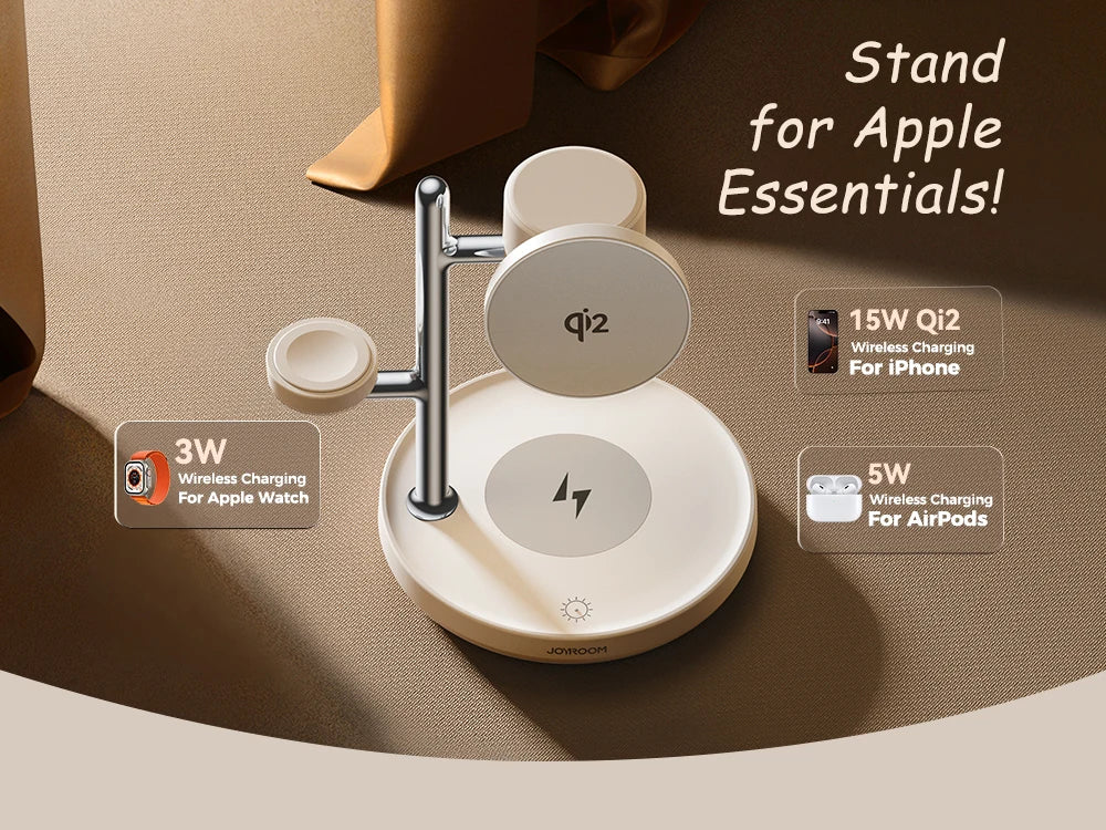 Wireless Charger Magnetic Charging Station For iPhone 16-12 Series For iWatch For AirPods 4/3/2/Pro 4-in-1 Qi2 Fast 15W