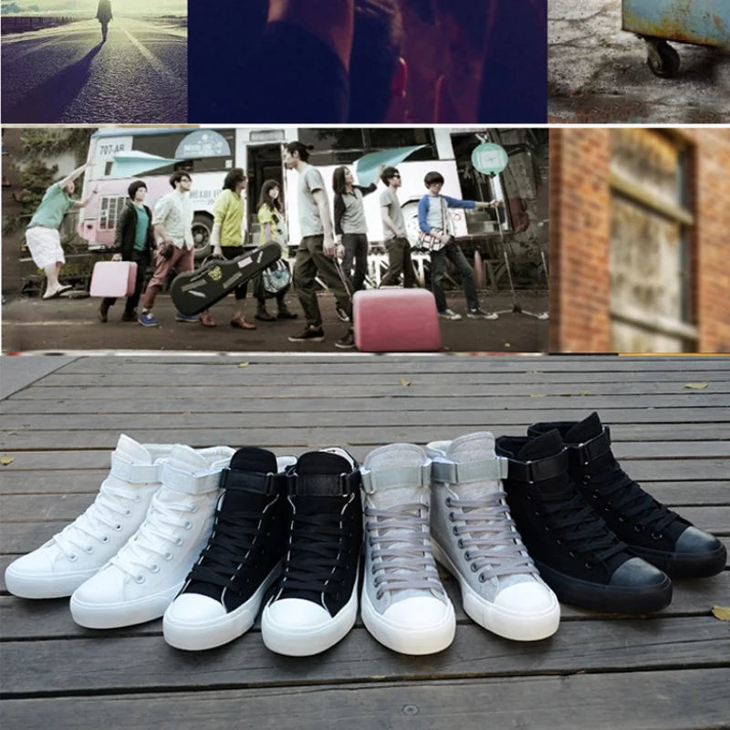 Men Shoes High Top White Canvas Shoe 2024 Spring Women Sneakers Fashion Breathable Canvas Sneakers Non-slip Unisex Casual Shoes