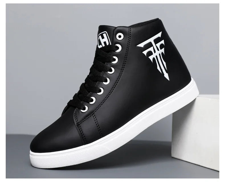 Men High Top Sneakers Fashion Leather Casual Shoes for Men Comfortable Non-slip Vulcanized Shoes Designer Outdoor Men Tenis Shoe