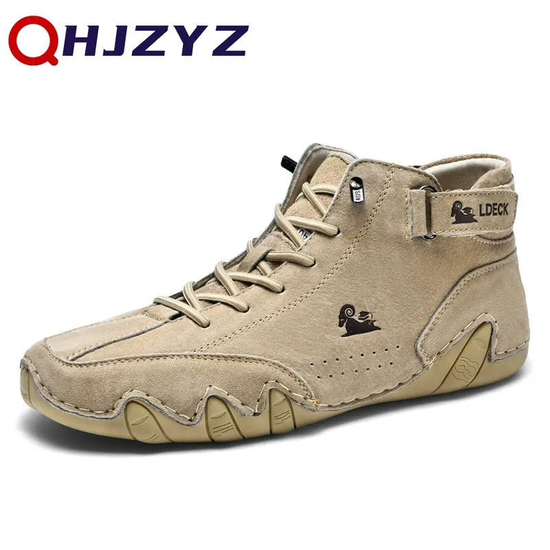 Leather Casual Sneakers For Men 2025 New High Top Men Boors Motorcycle Shoes Luxury Dress Loafers Footwear Shoes Chaussure Homme
