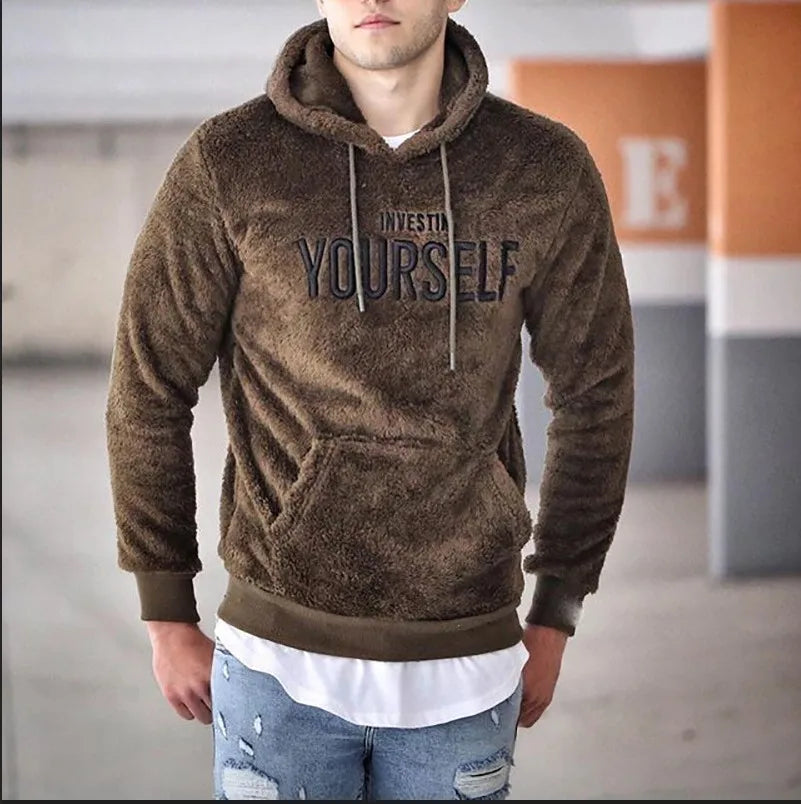 Embroidered men's hoodie casual and personalized hoodie fashionable long sleeved top for men