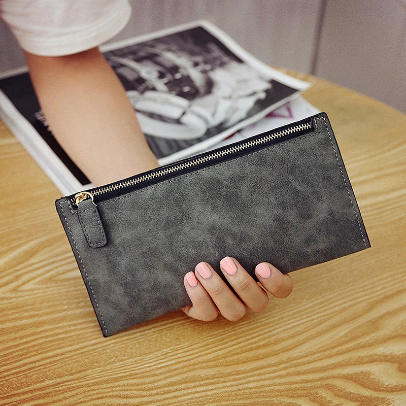 Women's Purse Ladies Wallet Long Money Bags Simple Style Coin Purse Leather Thin Wallets Female Card Holder Solid