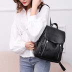 Yogodlns Luxury Backpack For Women Soft PU Leather Backpack Travel Large Capacity School Bag Double Zipper Business Knapsack