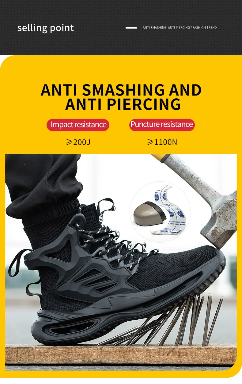 Men Work Safety Boots Steel Toe Shoes Safety Boots Anti-smash Anti-puncture Work Sneakers Indestructible Shoes New