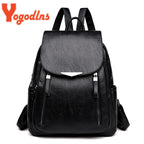 Yogodlns Luxury Backpack For Women Soft PU Leather Backpack Travel Large Capacity School Bag Double Zipper Business Knapsack