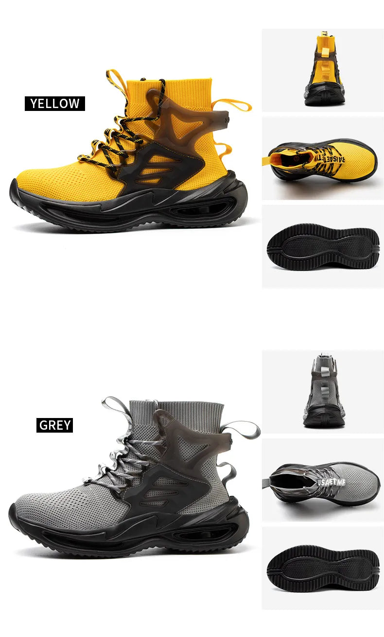 Men Work Safety Boots Steel Toe Shoes Safety Boots Anti-smash Anti-puncture Work Sneakers Indestructible Shoes New
