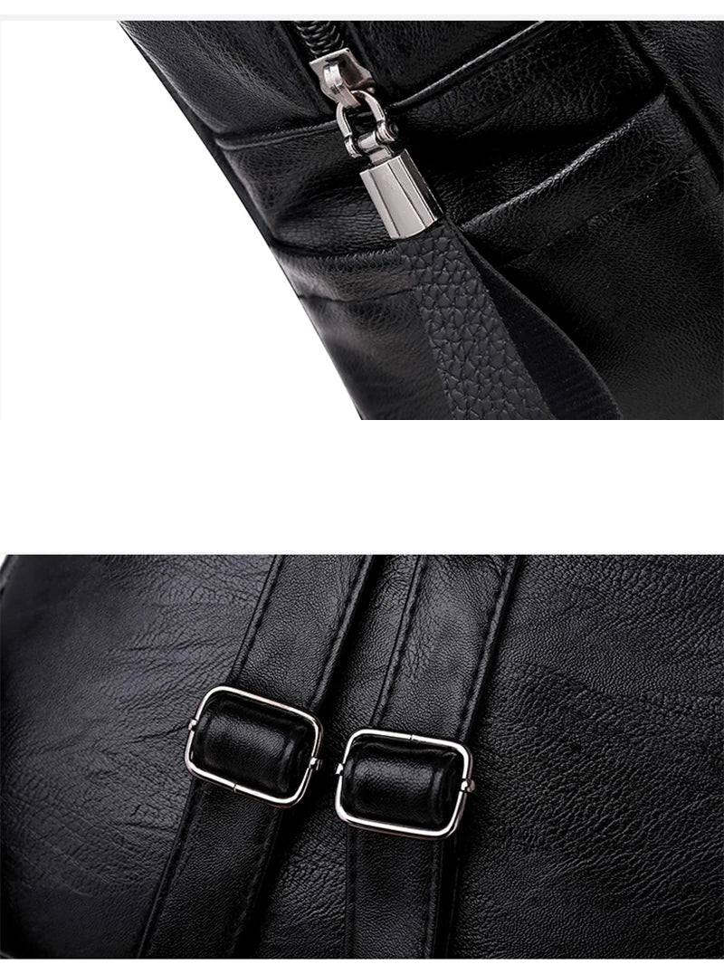 Yogodlns Luxury Backpack For Women Soft PU Leather Backpack Travel Large Capacity School Bag Double Zipper Business Knapsack