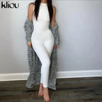 kliou Pencil Jumpsuit Women Full Seasons Casual Fitness Sporty Playsuit Sleeveless Slim Activewear  All In One Jumpsuit Clothing