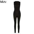 kliou Pencil Jumpsuit Women Full Seasons Casual Fitness Sporty Playsuit Sleeveless Slim Activewear  All In One Jumpsuit Clothing