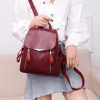 Yogodlns Luxury Backpack For Women Soft PU Leather Backpack Travel Large Capacity School Bag Double Zipper Business Knapsack