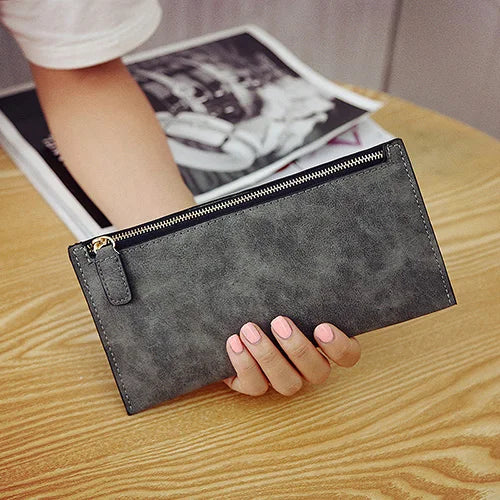 Women's Purse Ladies Wallet Long Money Bags Simple Style Coin Purse Leather Thin Wallets Female Card Holder Solid