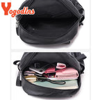 Yogodlns Luxury Backpack For Women Soft PU Leather Backpack Travel Large Capacity School Bag Double Zipper Business Knapsack