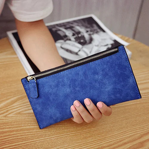 Women's Purse Ladies Wallet Long Money Bags Simple Style Coin Purse Leather Thin Wallets Female Card Holder Solid