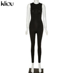 kliou Pencil Jumpsuit Women Full Seasons Casual Fitness Sporty Playsuit Sleeveless Slim Activewear  All In One Jumpsuit Clothing