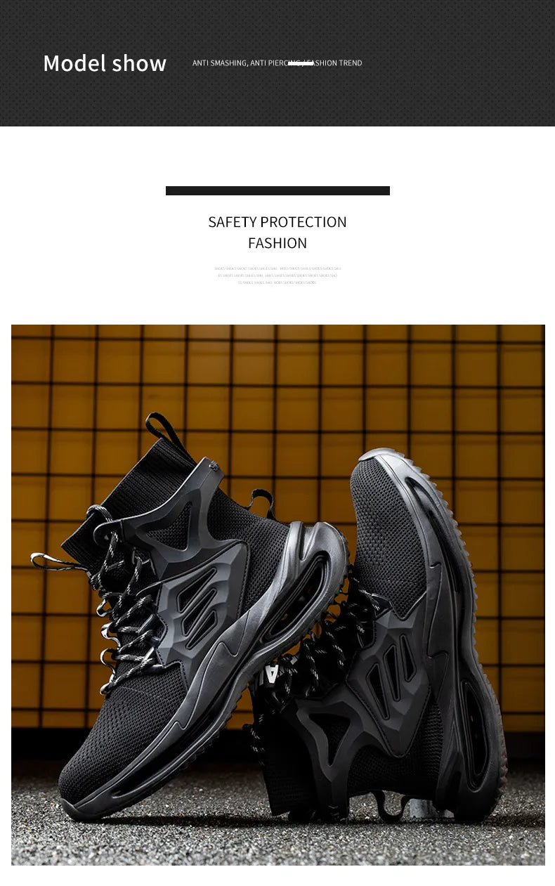 Men Work Safety Boots Steel Toe Shoes Safety Boots Anti-smash Anti-puncture Work Sneakers Indestructible Shoes New