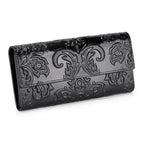 Genuine Leather Purse Women Large Real Leather Clutch Long Women's Cow Leather Purses Floral Ladies Wallets