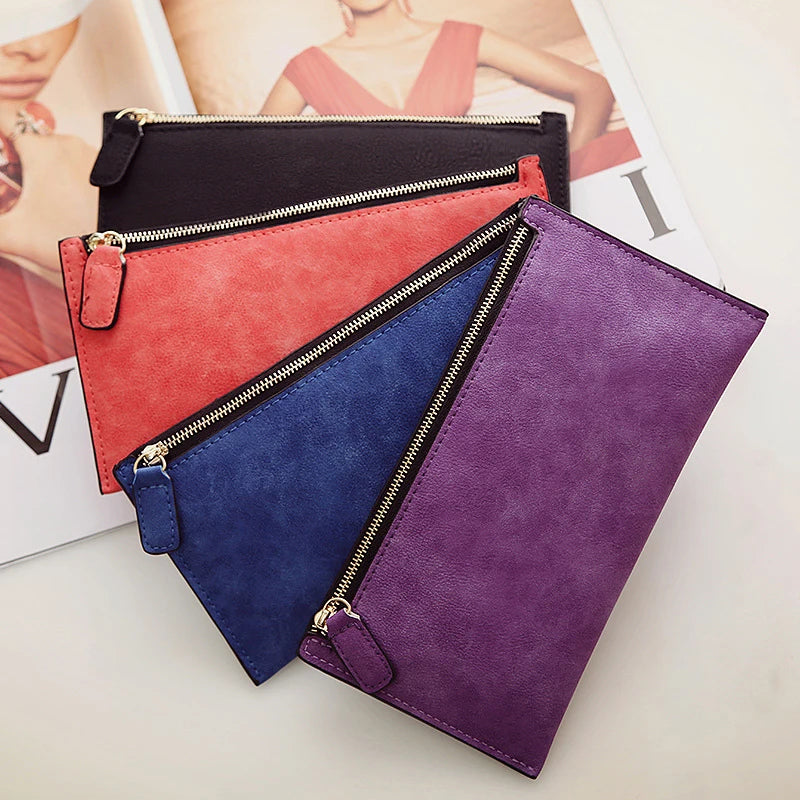 Women's Purse Ladies Wallet Long Money Bags Simple Style Coin Purse Leather Thin Wallets Female Card Holder Solid