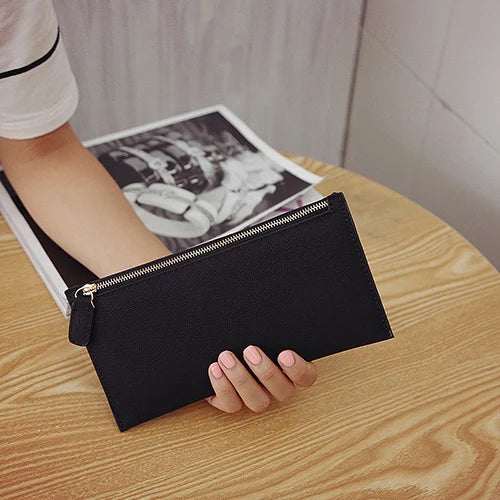Women's Purse Ladies Wallet Long Money Bags Simple Style Coin Purse Leather Thin Wallets Female Card Holder Solid