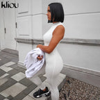 kliou Pencil Jumpsuit Women Full Seasons Casual Fitness Sporty Playsuit Sleeveless Slim Activewear  All In One Jumpsuit Clothing