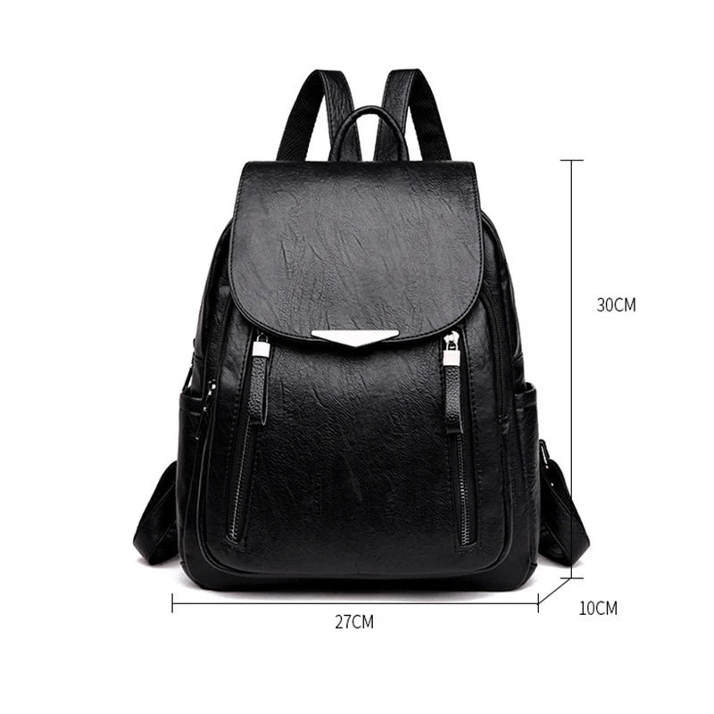 Yogodlns Luxury Backpack For Women Soft PU Leather Backpack Travel Large Capacity School Bag Double Zipper Business Knapsack