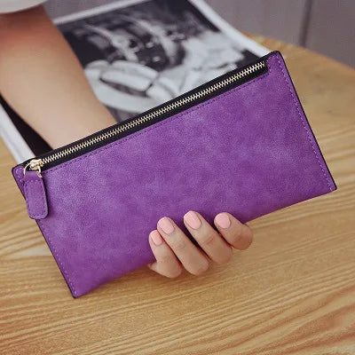 Women's Purse Ladies Wallet Long Money Bags Simple Style Coin Purse Leather Thin Wallets Female Card Holder Solid