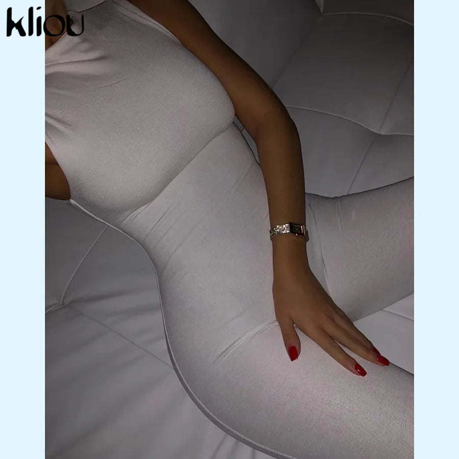 kliou Pencil Jumpsuit Women Full Seasons Casual Fitness Sporty Playsuit Sleeveless Slim Activewear  All In One Jumpsuit Clothing