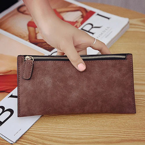 Women's Purse Ladies Wallet Long Money Bags Simple Style Coin Purse Leather Thin Wallets Female Card Holder Solid