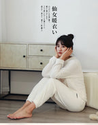 Winter Coral Fleece Pajama Set Women Thick Warm Flannel Velvet Cozy 2 Pieces Long Sleeve Sleepwear Suit Lady Clothing Homewear