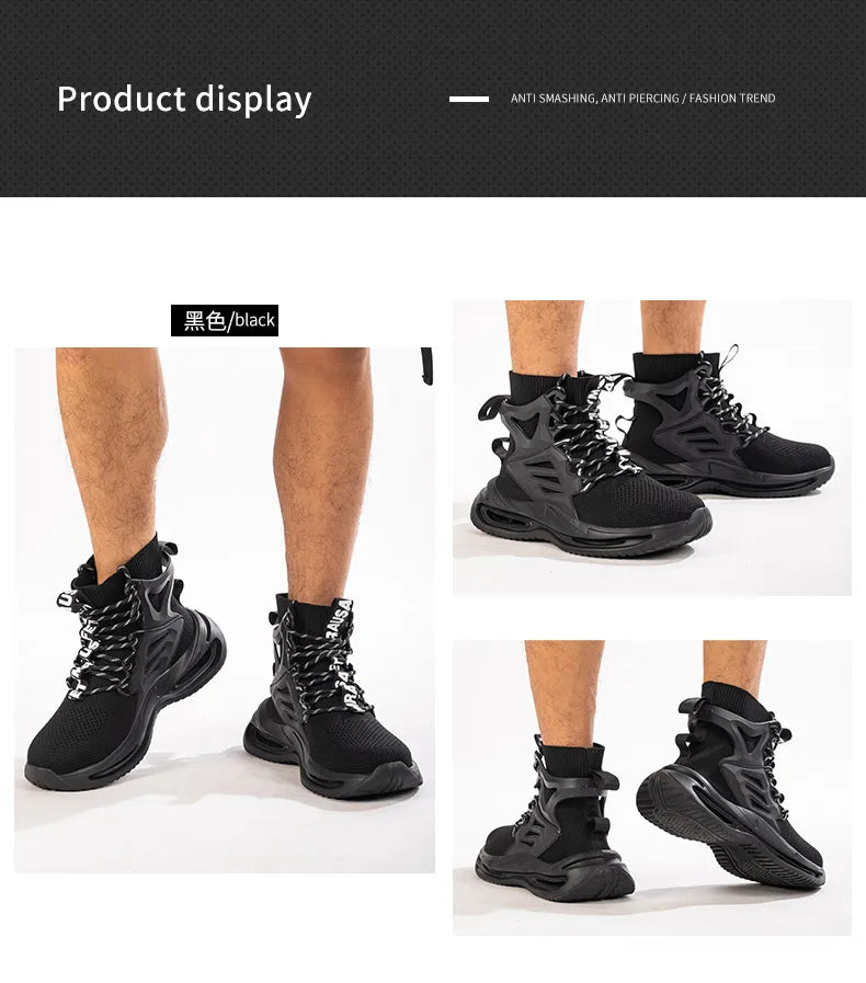 Men Work Safety Boots Steel Toe Shoes Safety Boots Anti-smash Anti-puncture Work Sneakers Indestructible Shoes New