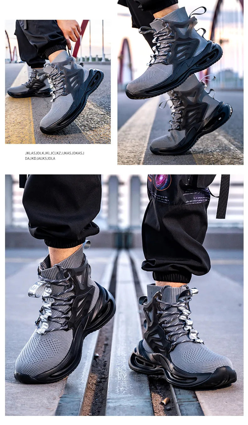 Men Work Safety Boots Steel Toe Shoes Safety Boots Anti-smash Anti-puncture Work Sneakers Indestructible Shoes New