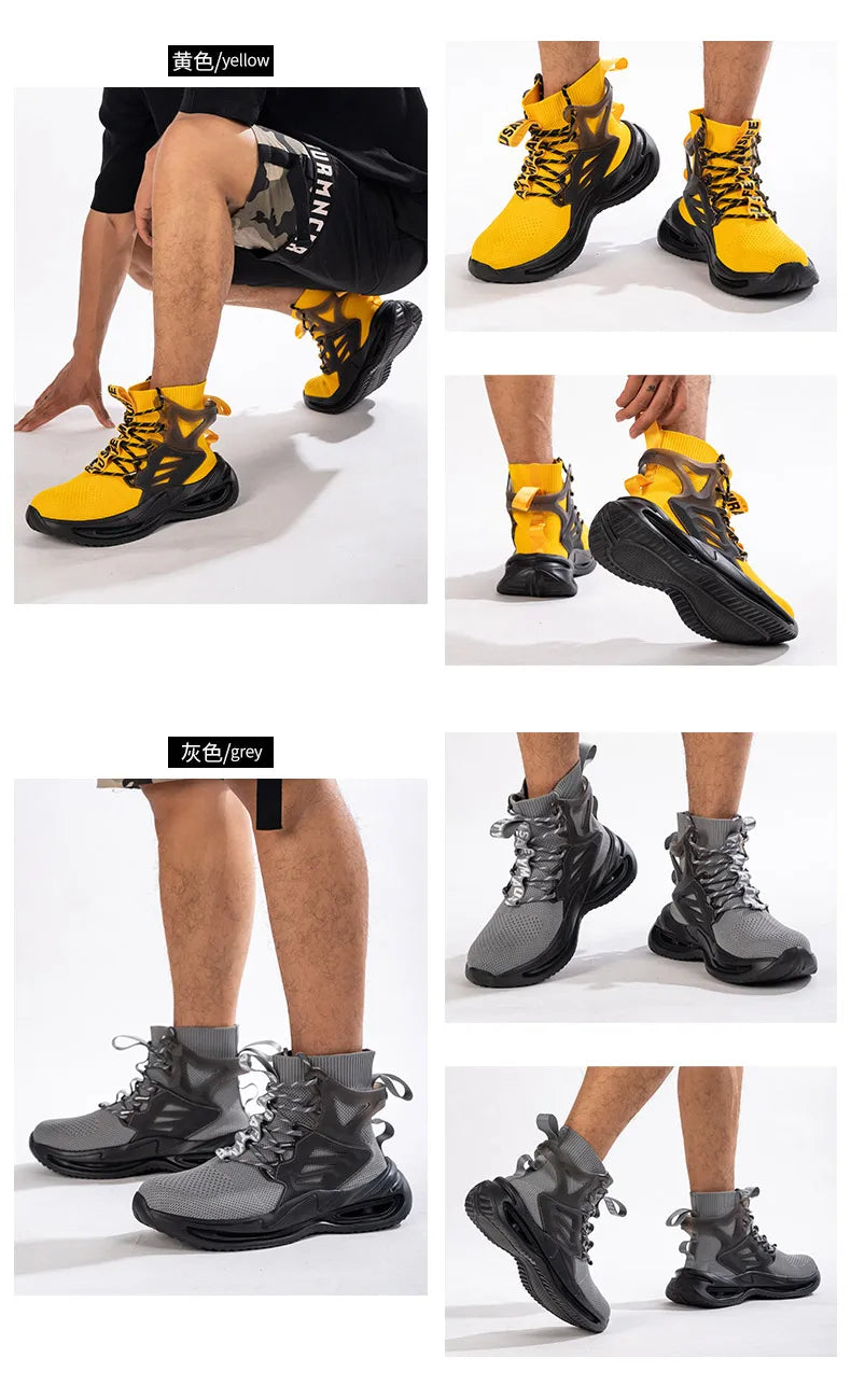 Men Work Safety Boots Steel Toe Shoes Safety Boots Anti-smash Anti-puncture Work Sneakers Indestructible Shoes New