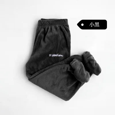 Winter Coral Fleece Pajama Set Women Thick Warm Flannel Velvet Cozy 2 Pieces Long Sleeve Sleepwear Suit Lady Clothing Homewear