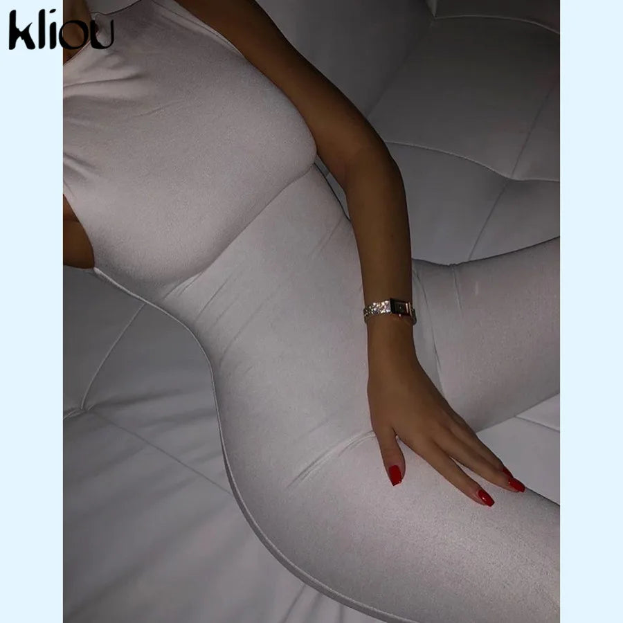 kliou Pencil Jumpsuit Women Full Seasons Casual Fitness Sporty Playsuit Sleeveless Slim Activewear  All In One Jumpsuit Clothing