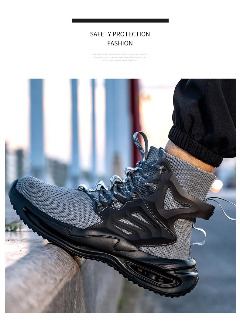 Men Work Safety Boots Steel Toe Shoes Safety Boots Anti-smash Anti-puncture Work Sneakers Indestructible Shoes New